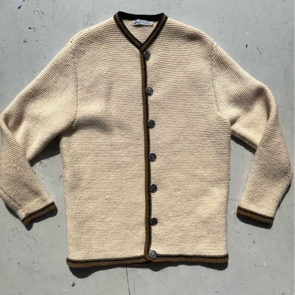 Handarbeit Other - Men's Vintage Handarbeit Cardigan Sweater Multicolor M Germany 60s Grandpa Knit